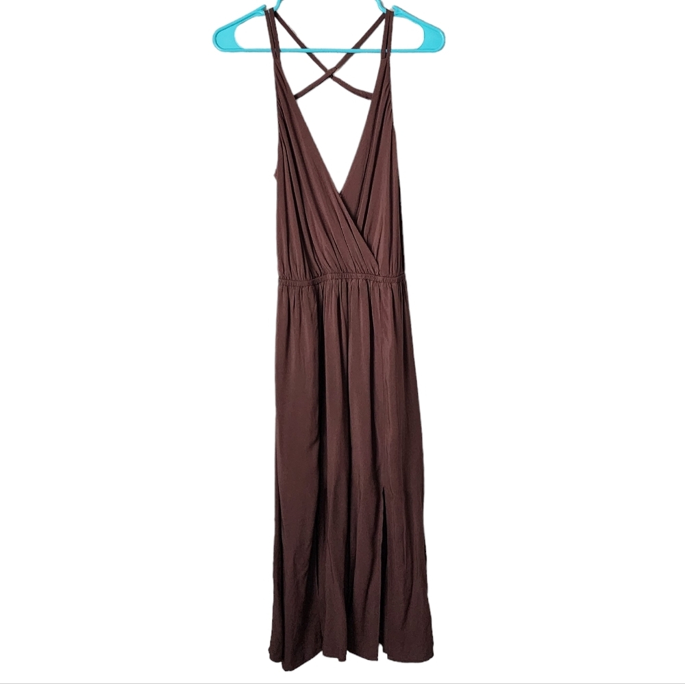 L*SPACE Tori cover up strappy slip tank dress in brown NEW size M